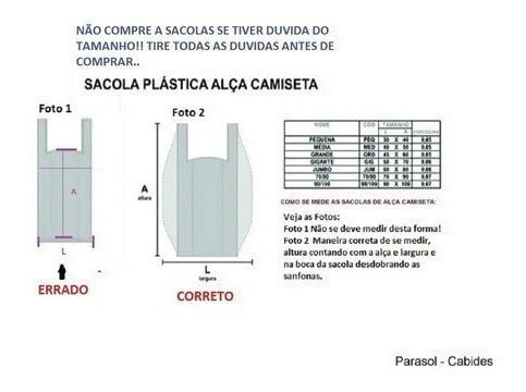 Kit 1 Kg Sacolas Plásticas Branca Reciclada 30x40 A 90x100